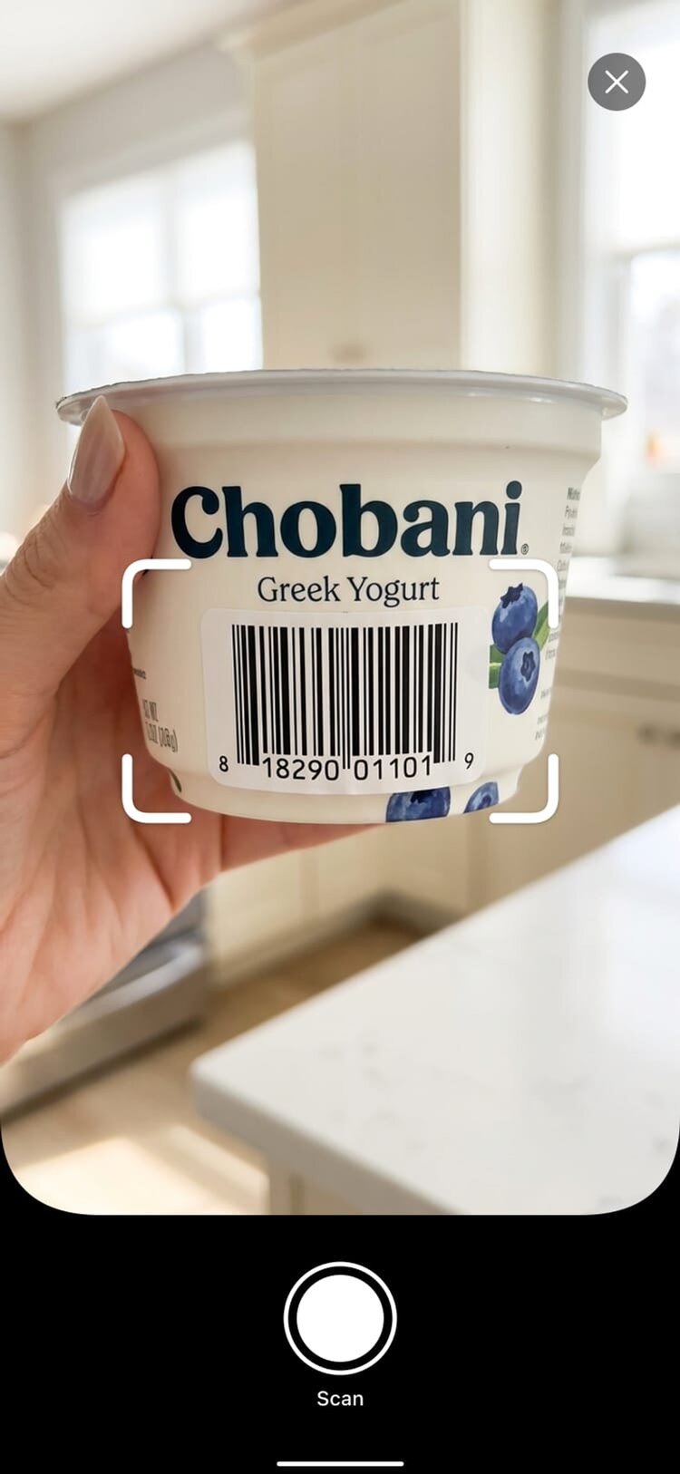 Scanning a food with the camera to check its FODMAP level